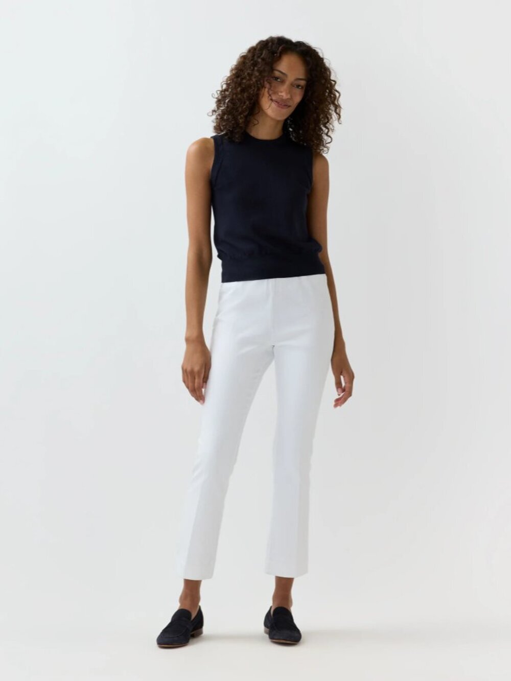 Ann Mashburn White Flare Cropped Pant in Stretched Twill Faye Womens Size XS NWT